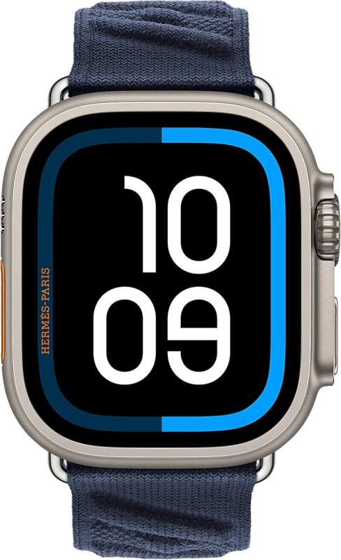 Apple Watch Ultra 2 Hermes GPS + Cellular, 49 мм, титановый корпус, тканевый ремешок синего цвета