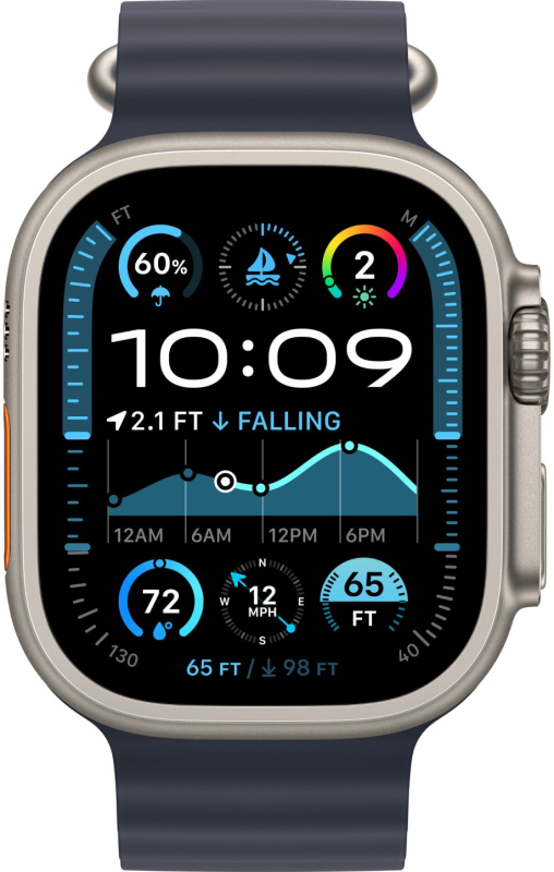Apple Watch Ultra 2 GPS + Cellular, 49 мм, корпус из бежевого титана, ремешок Ocean темно-синего цвета (MX4D3)