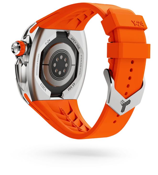 Чехол Y24 для Apple Watch 45mm, сталь/cиликон, оранжевый