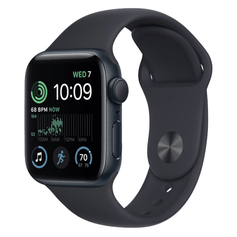 Apple Watch Series SE 2024 40mm Midnight Aluminum Case with Midnight Sand Sport Band, S/M (MXE73)