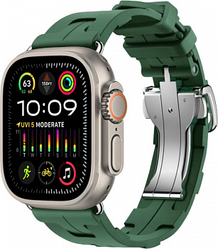 Apple Watch Ultra 2 Hermes GPS + Cellular, 49 мм, титановый корпус, резиновый ремешок зеленого цвета